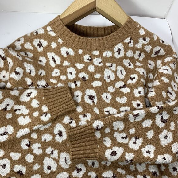 LOFT Shimmer Animal Print Mini Sweater Dress Size Medium Petite - Picture 8 of 12